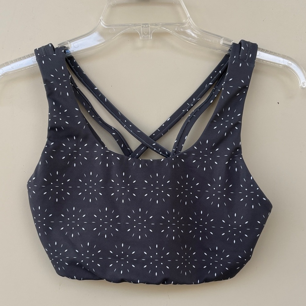 Senita Athletics Black Bra with White Pattern